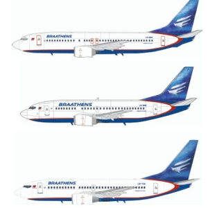 LN200-76 Braathens B737-400/500 and 700 in the Northern Light scheme.